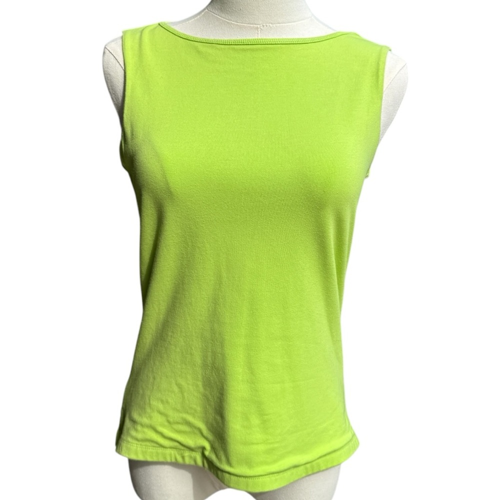 Bloomingdale's Vibrant Lime Green Fitted Tank Top Womens Size Small
